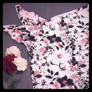 White and Pink Floral Pinup/swing dress